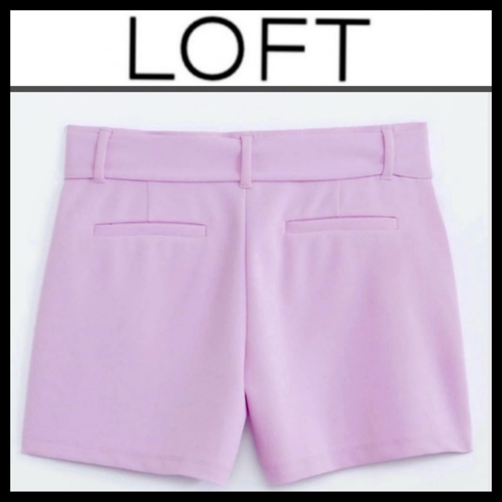 LOFT Women's Lilac Belted Shorts - Picture 2 of 5